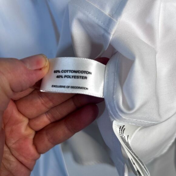 Cutter & Buck White Button Up Dress Shirt Long Sleeve "Elite Producer" Logo LG - Picture 9 of 10